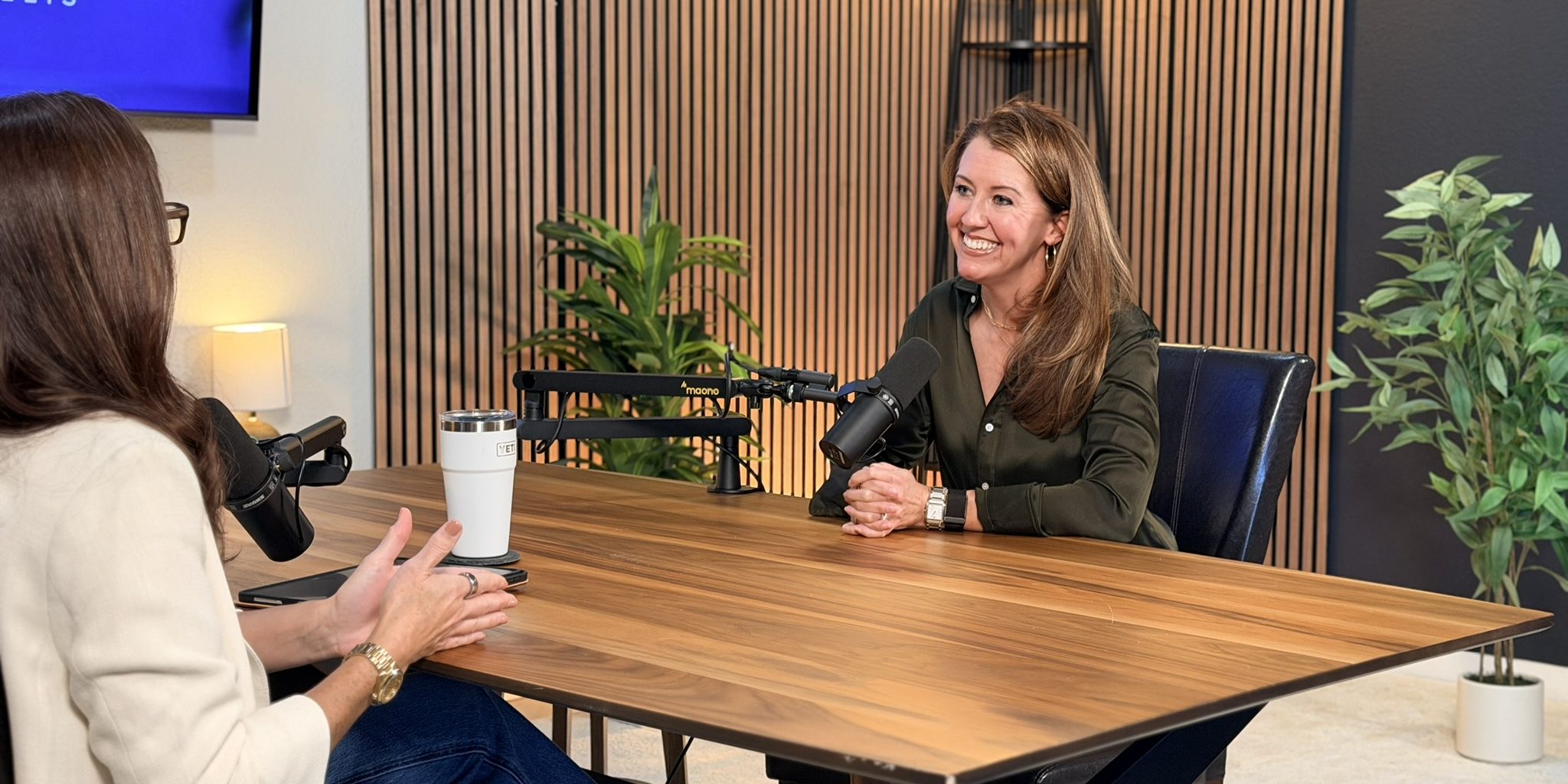 Heather Philand being interviewed on a podcast